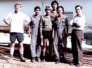 Tony Rigg on the far left in Singapore